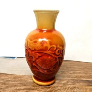 Vintage 80s Avon Oriental Red Spring Glass Vase